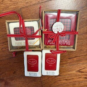 Lot of 4 RAE DUNN Picture Frame Christmas Ornament Blessed Making Spirits Bright